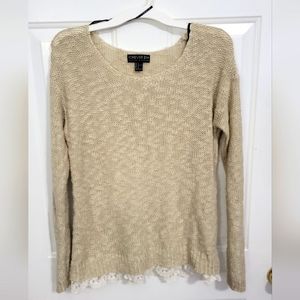 FOREVER 21 Knit Lace Trim Sweater Top